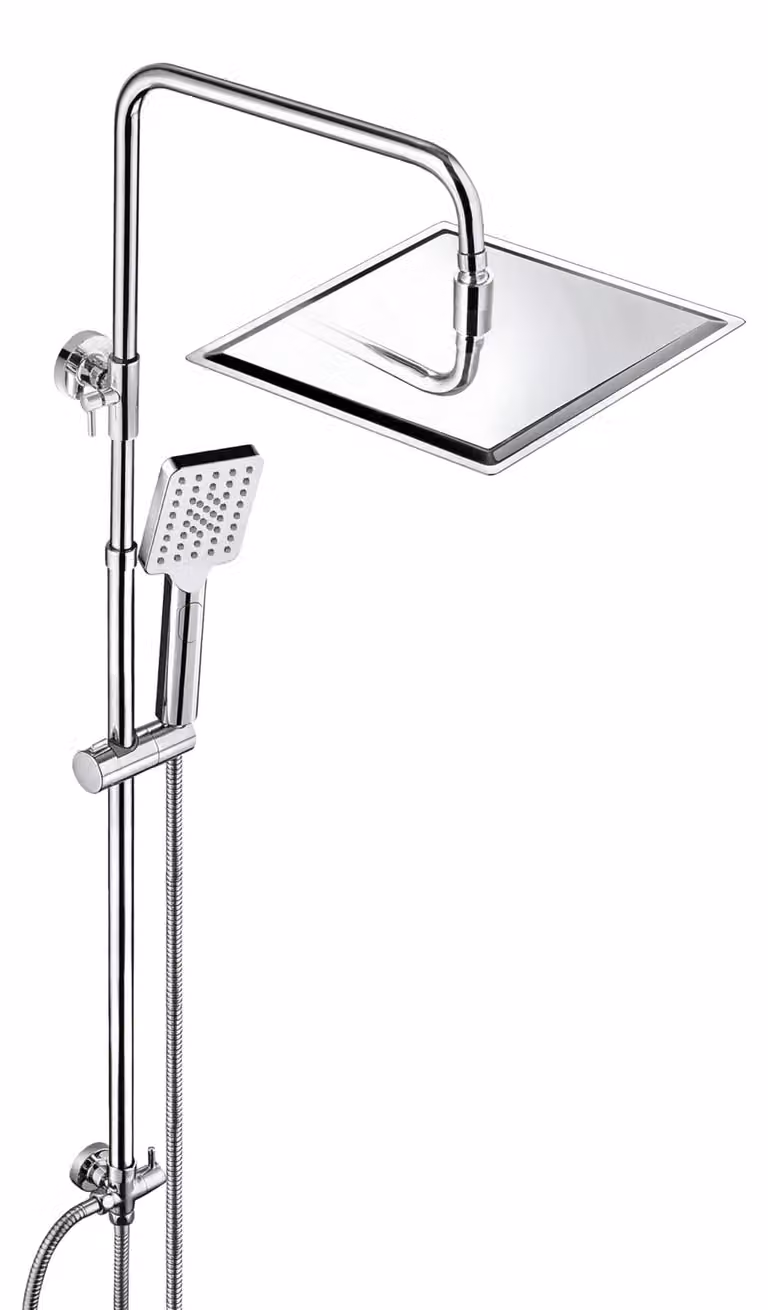 Sistema doccia, set doccia cromato, altezza regolabile, doccia a pioggia, colonna doccia per vasca da bagno con soffione, doccia principale in acciaio inossidabile, 25x25 cm.