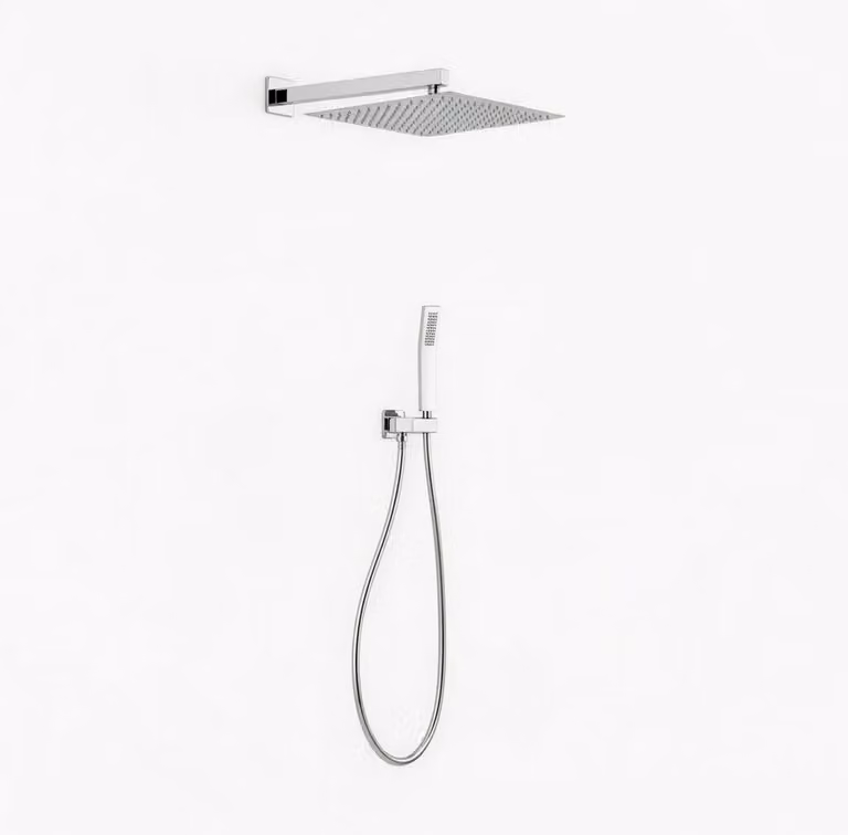Set doccia completo di soffione quadrato 20x20 cm e set doccetta KZ-1004-2 MUMBAI - Cromato Lucido