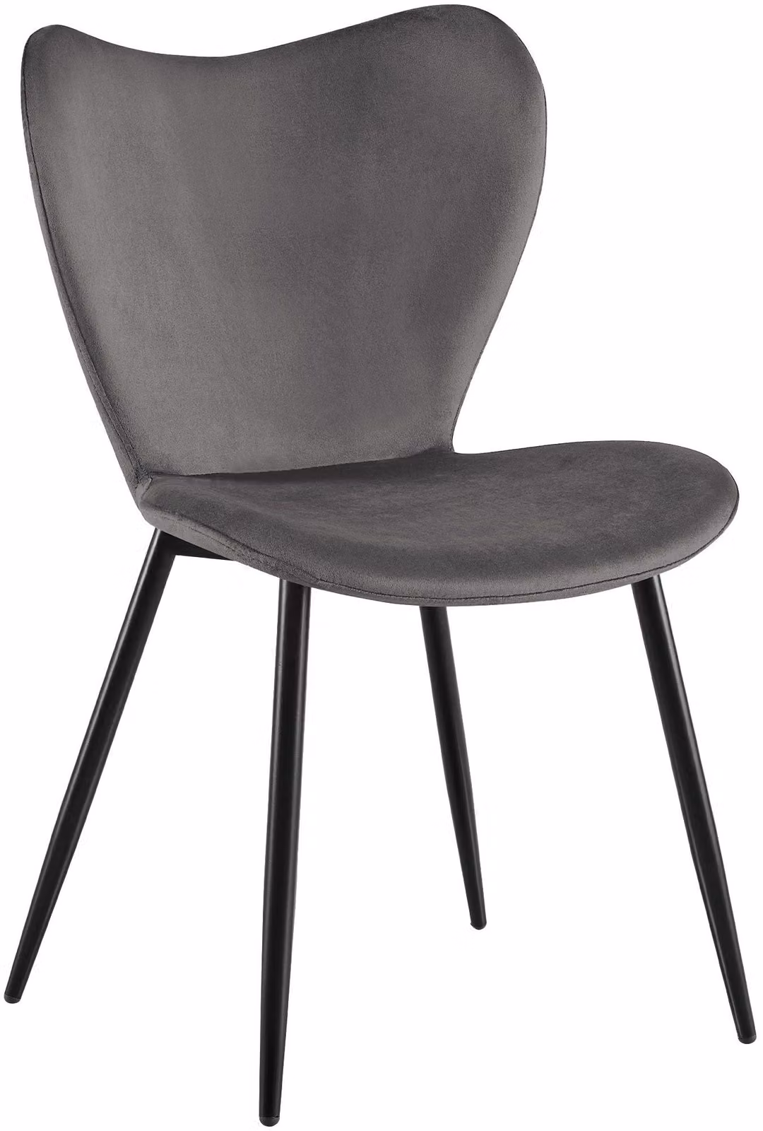 Sedia da pranzo Maika, imbottita, con schienale, capacità di carico fino a 150 kg, colore grigio scuro, materiale: velluto