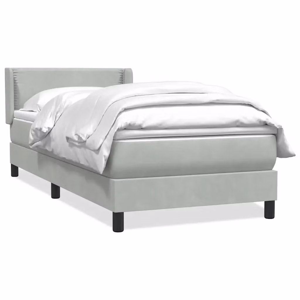Letto Ibrido con Giroletto a Molle e Materasso in Velluto Grigio Chiaro vidaXL L/P/H: 223 x 83 x 151 cm – 2