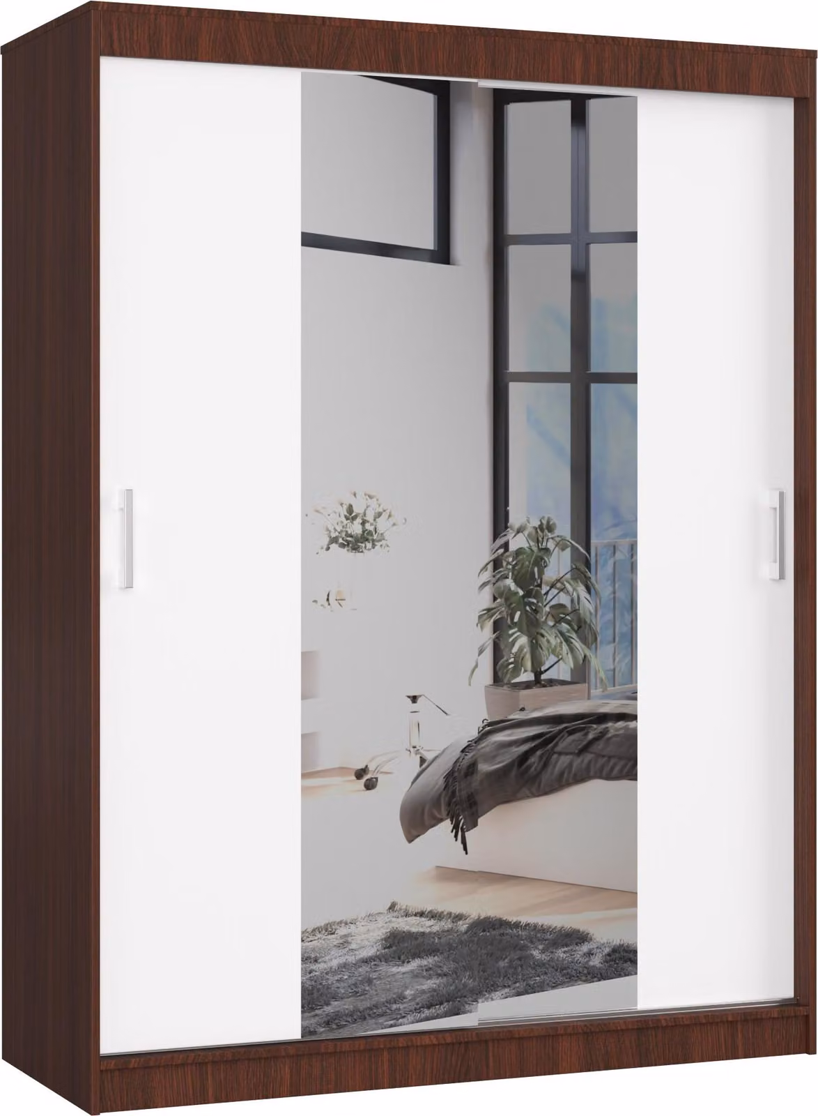 Akord Armadio Con Ante Scorrevoli Wenge/Bianco 150X60X200 Cm