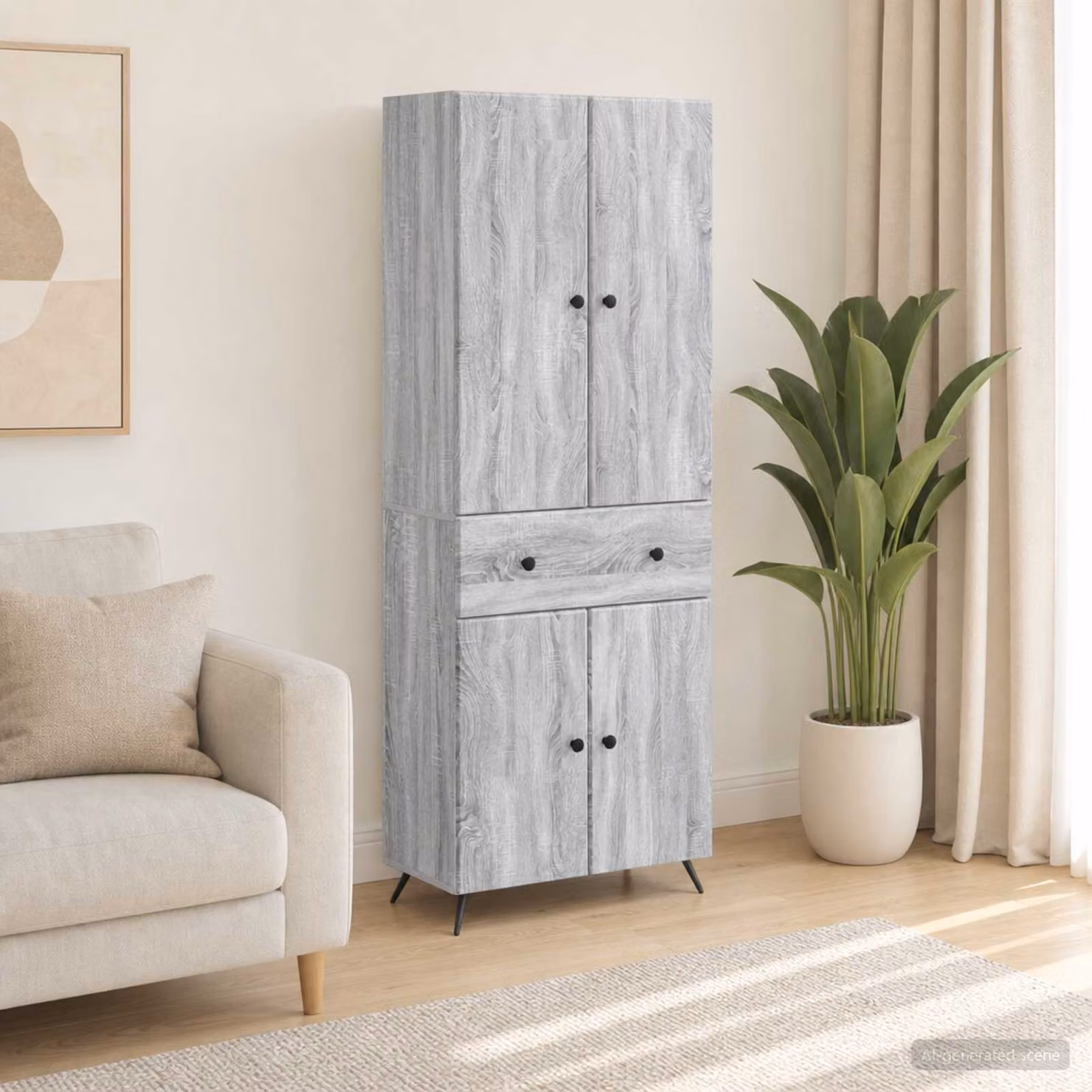 Set di 2 mobili moderni vidaXL in MDF grigio con ante a battente e ripiani interni