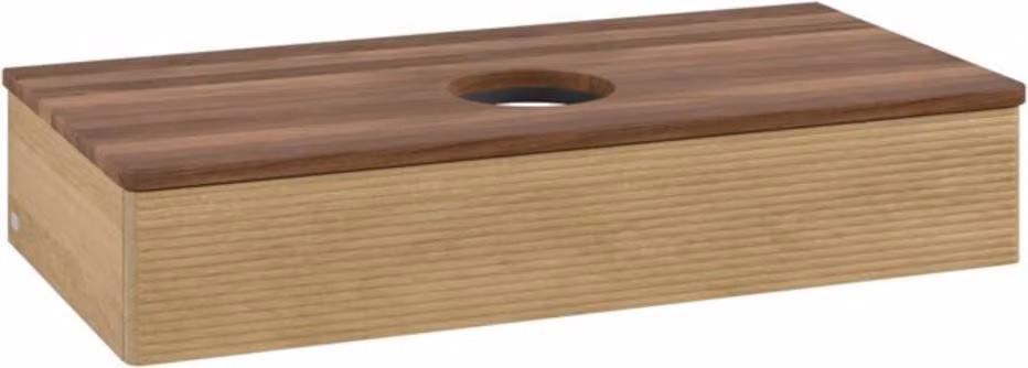 Mobiletto V&B con struttura frontale, con illuminazione Antao 100x19x50cm, WBP colore w. wal, rovere miele