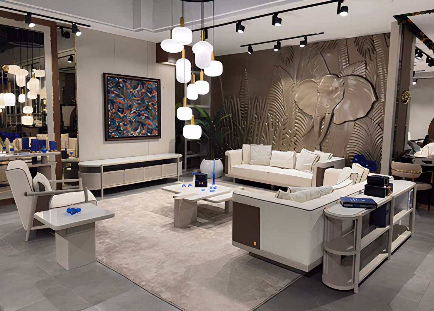Elegante Wohnzimmer Weiße Polstermöbel Designer Sofas Couchtisch
