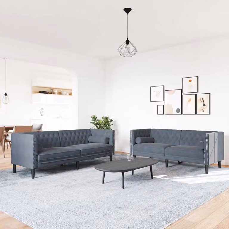 vidaXL Divano per Soggiorno 2 pz Grigio scuro Velluto