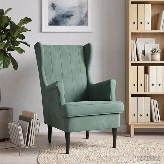 Poltrona moderna in velluto verde con braccioli vidaXL – 1