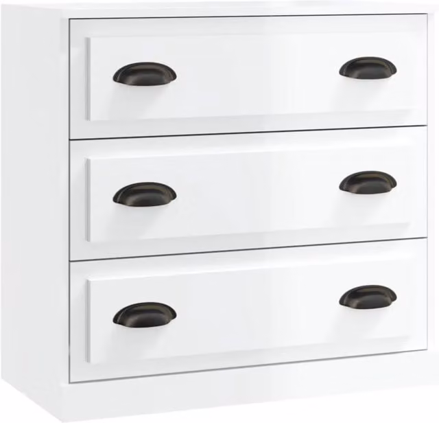 Buffet credenza cassettiera mobiletto mobile contenitore organizer per cucina soggiorno finitura lucida 70 x 35,5 x 67,5 cm legno ingegnerizzato bianco 02_0030763