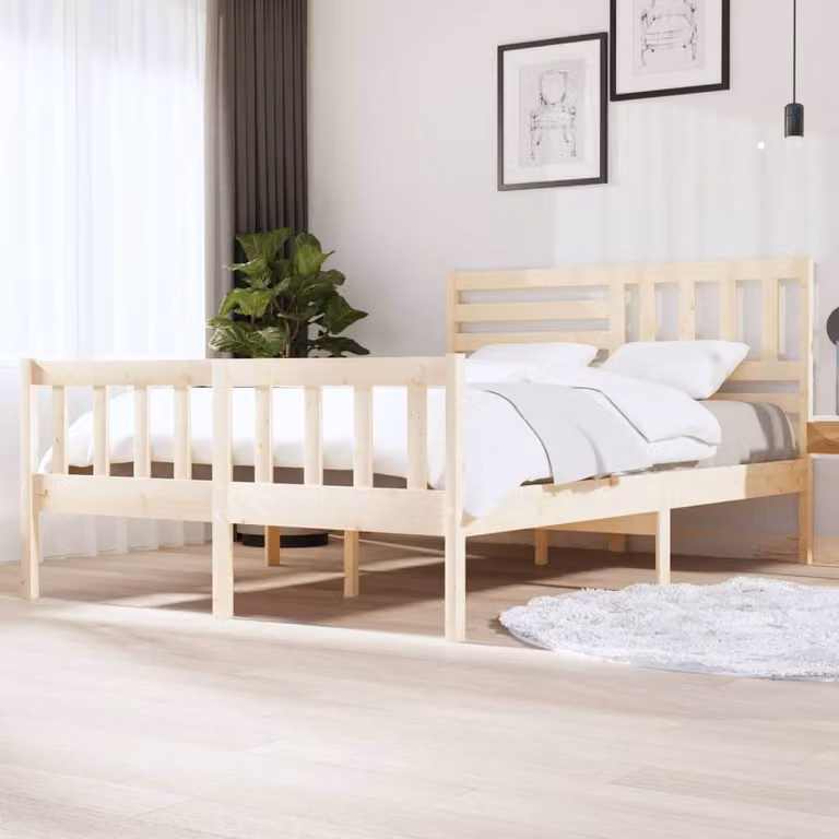 The Living Store Letto in legno massiccio 140x200 cm