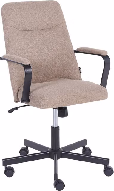 Sedia da ufficio girevole BELIANI in tessuto beige e marrone con braccioli e regolazione in altezza per casa e studio – 1
