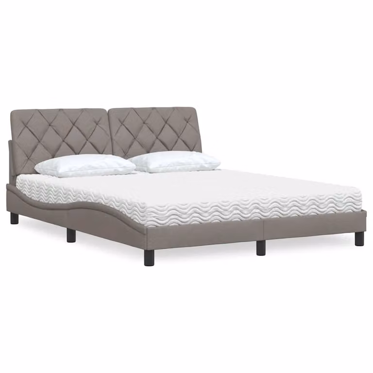 Letto con Materasso vidaXL in Tessuto Tortora L/P/H: 160 x 200 cm