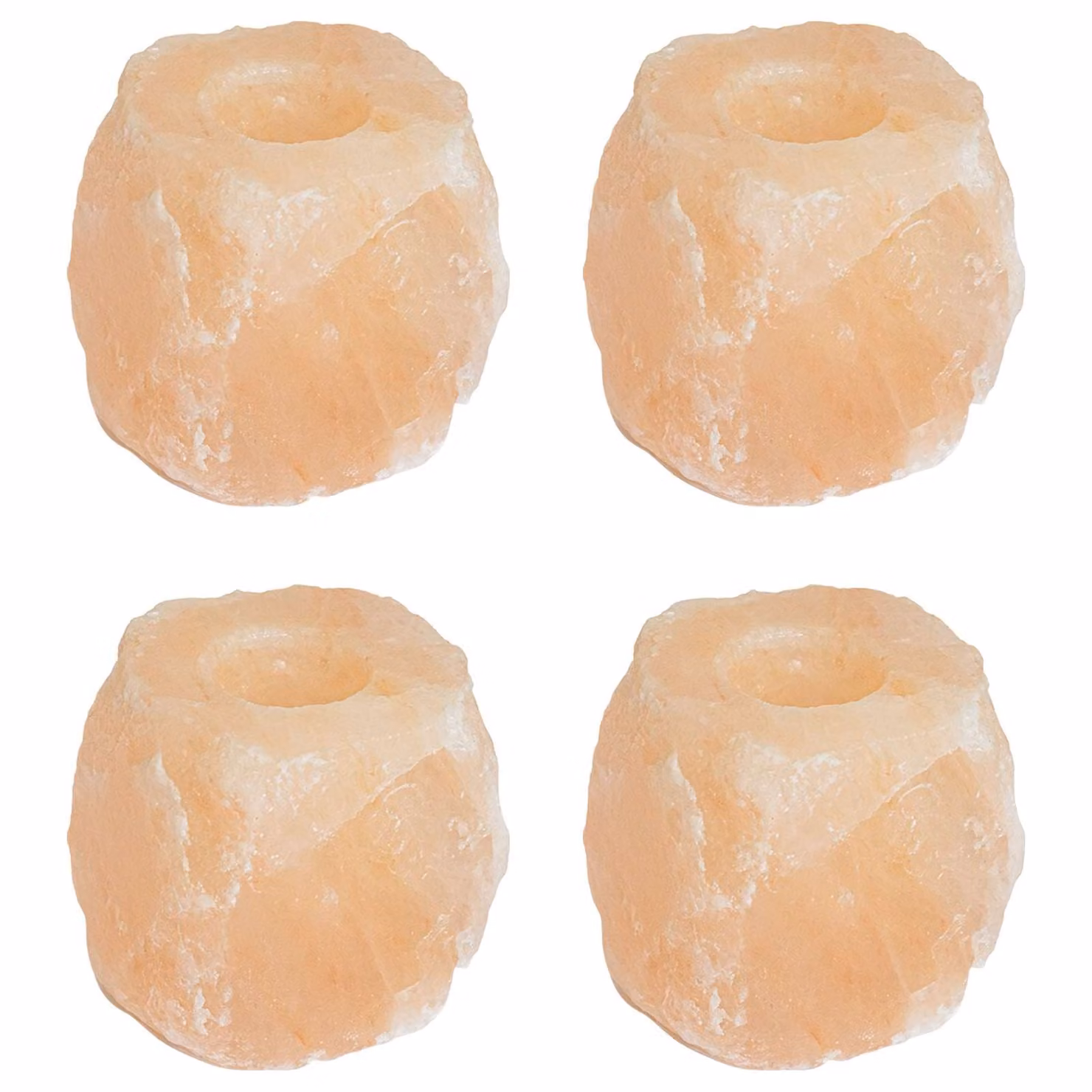 Set di 4 portacandele tealight in pietra di sale rosa vidaXL