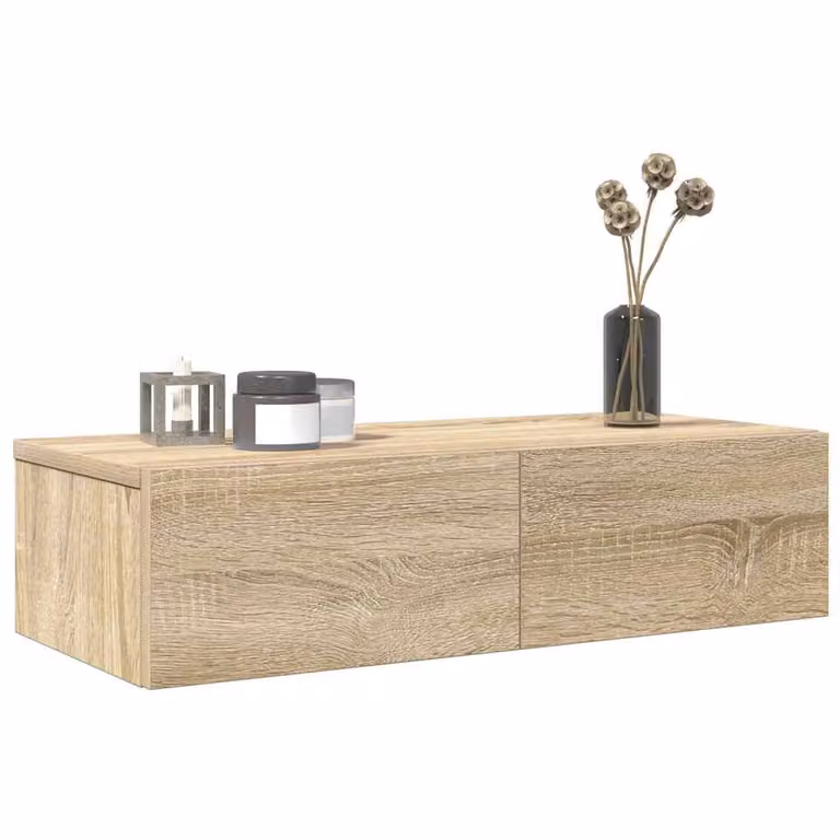 Scaffale a parete con cassetti vidaXL in MDF color marrone effetto Sonoma L 60 cm x P 26,5 cm x H 15 cm
