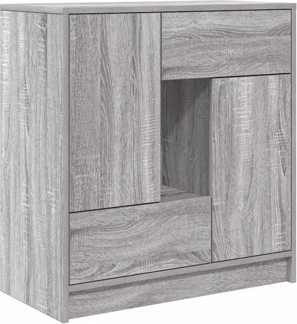Credenza moderna con cassetti e ante in Grigio Sonoma, L 70,5 cm x P 34 cm x H 74,5 cm