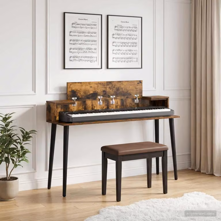 Scrivania da studio moderna vidaXL in rovere fumo L: 152 cm, P: 36 cm, H: 19,5 cm
