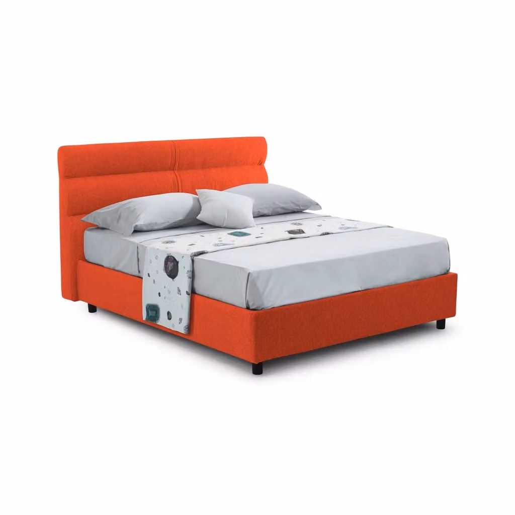 Letto Matrimoniale Briatico DMORA con Materasso Incluso, Arancione, L: 160 cm, P: 200 cm, H: 190 cm – 2