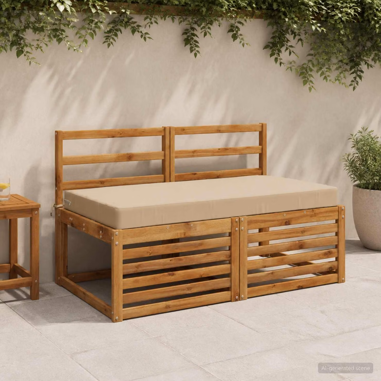 Cuscino per la seduta vidaXL SOEST in poliestere beige con rivestimento lavabile e resistente ai raggi UV