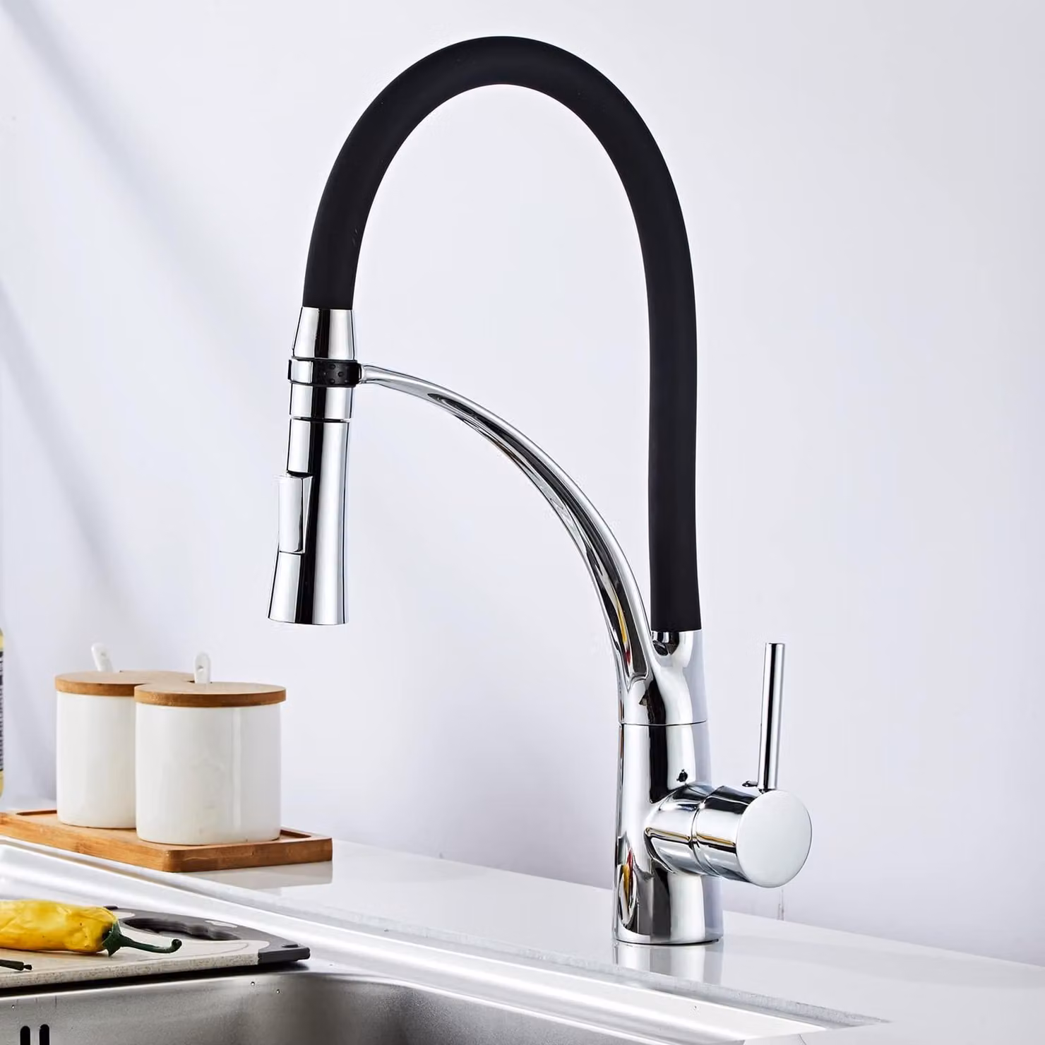 Rubinetto da cucina con erogatore estraibile, colore nero