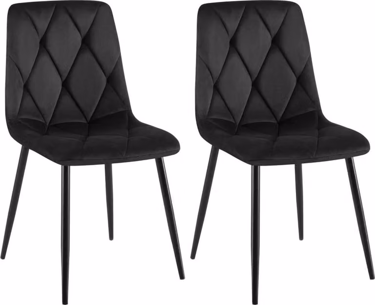 set di 2 sedie da pranzo in velluto - design senza tempo, elevato comfort di seduta | colore: nero