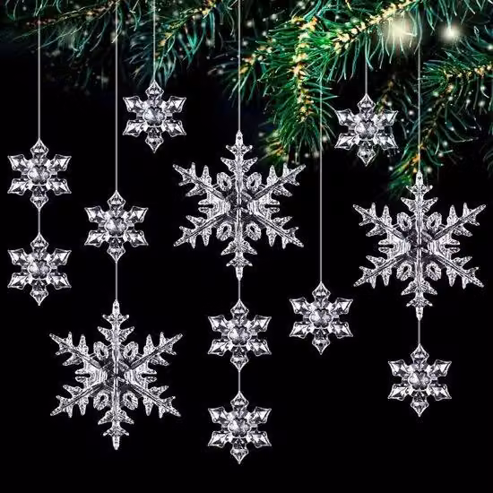 Kerst Decorazione 25 pezzi fiocco di neve di cristallo Winter Wonderland Hanging Ornaments - Acrilico fiocco di neve decorazioni per l'albero di Natale e festa in casa