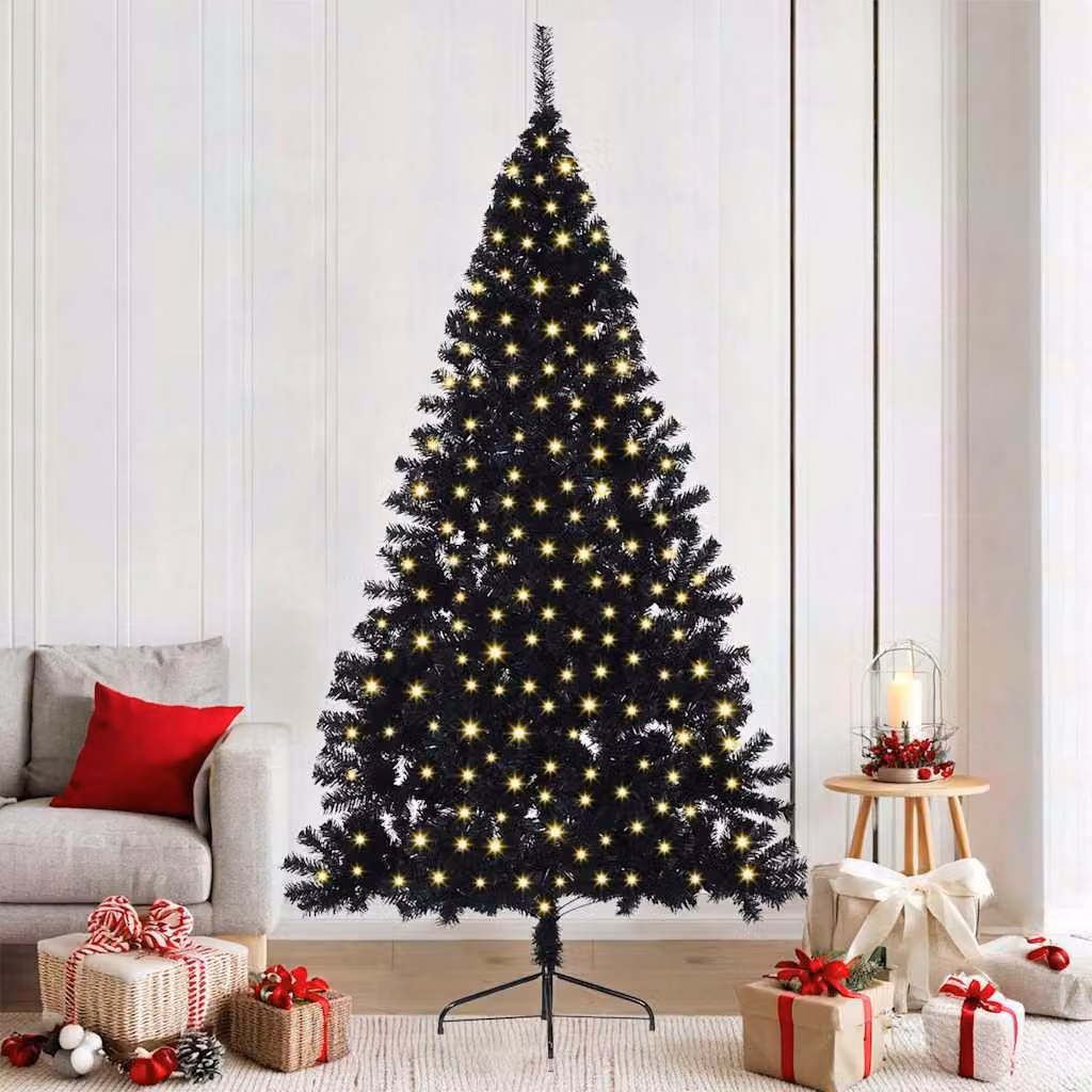 Maison Exclusive - Albero di Natale artificiale preilluminato Nero 210 cm PVC