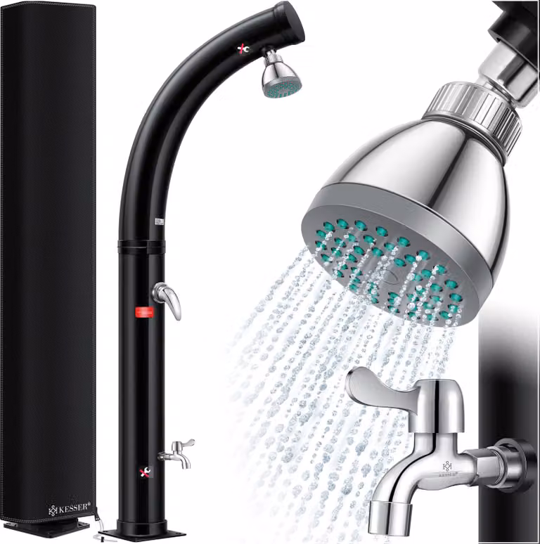 KESSER® Doccia solare da giardino, modello ad arco, acqua calda fino a 60°C, inclusa copertura protettiva