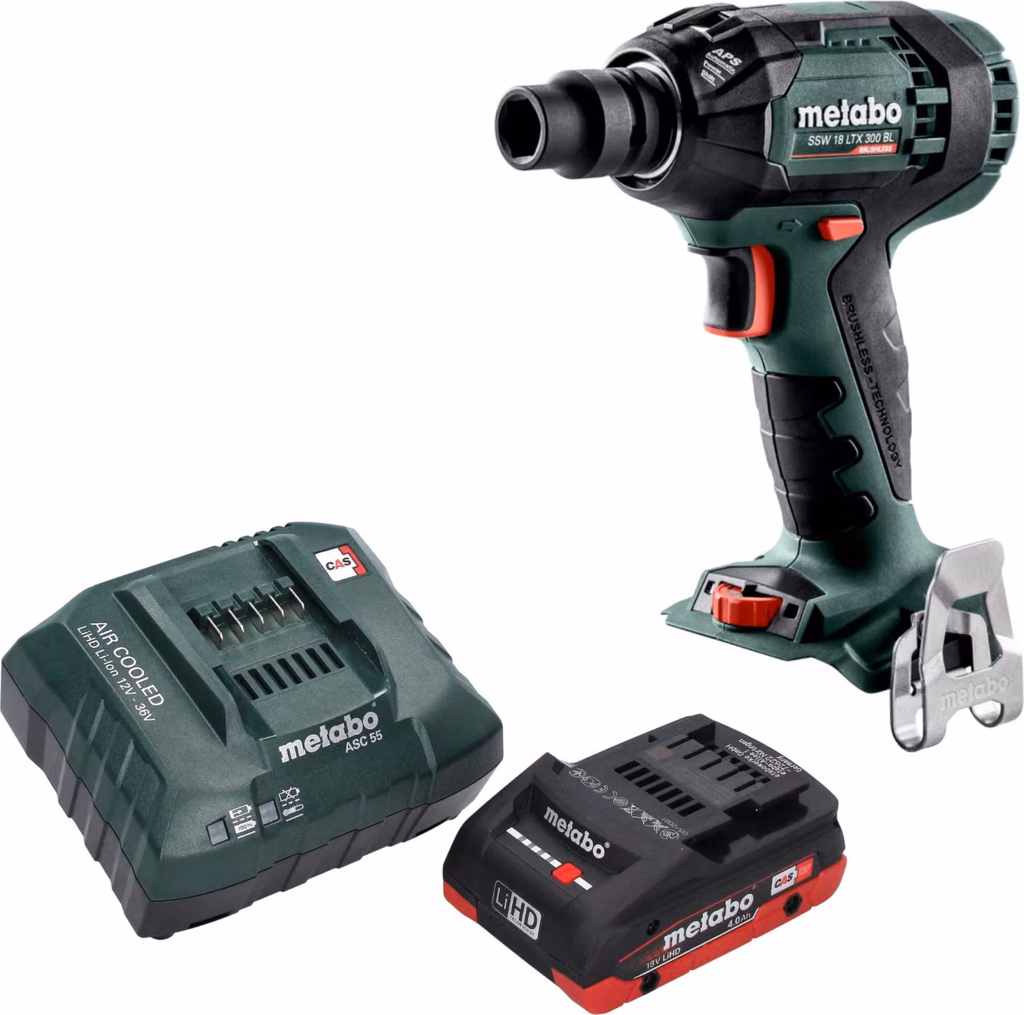 Avvitatore a impatto a batteria Metabo SSW 18 LTX 300 BL 18 V 300 Nm 1/2" Brushless + 1x batteria LiHD 4,0 Ah + caricabatteria