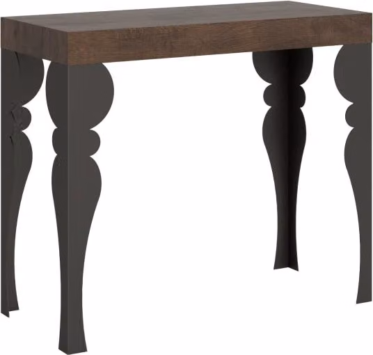 Consolle allungabile Paxor Premium in noce con telaio antracite L/P/H: 90 x 40 x 77 cm, estensibile fino a 300 cm