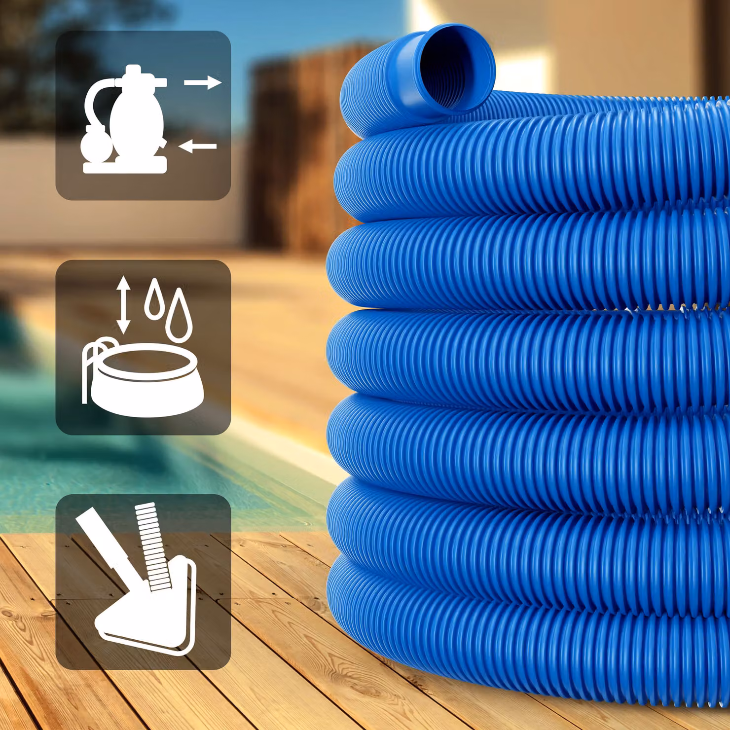 Tubo da piscina Monzana blu in plastica Ø32mm x 14m per manutenzione – 3