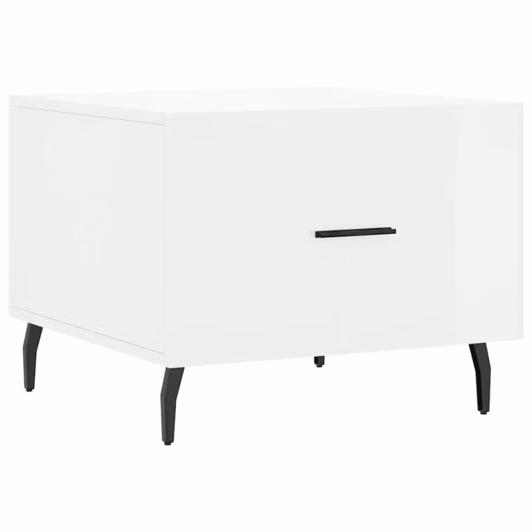 Tavolino da Salotto Bianco Lucido 50x50x40 cm Legno Multistrato
