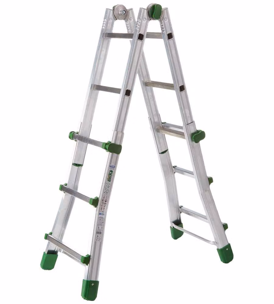 Scala Multiuso Telescopica Facal in Alluminio Verde e Argento, H: 92-288 cm – 2