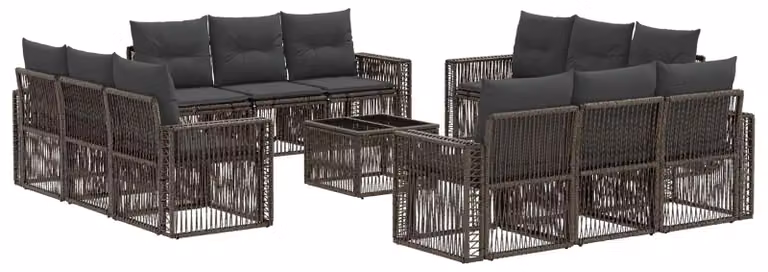 Set Divano da Giardino 13 pcs Grigio e Grigio Scuro polyrattan