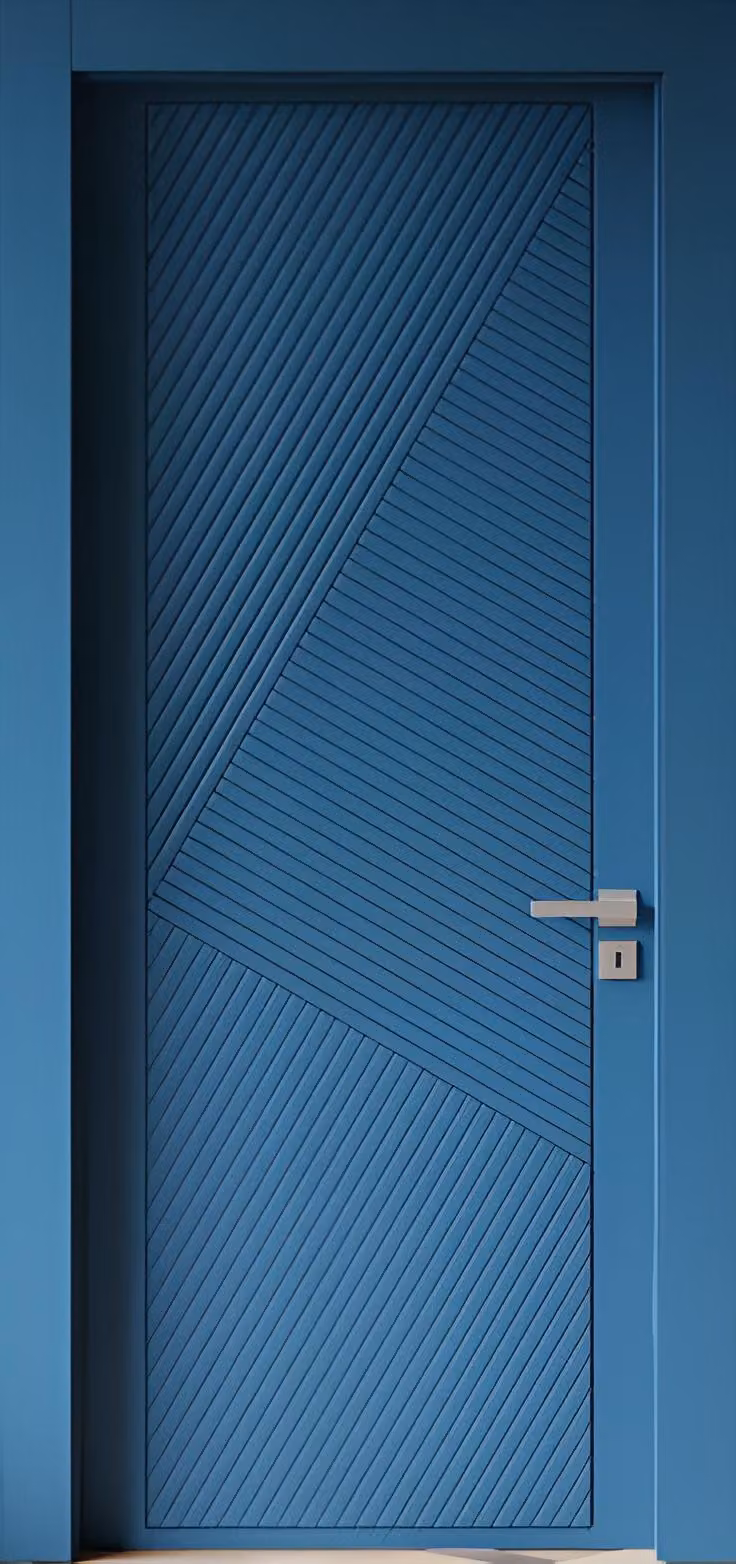 Exklusive Blaue Innentür Designer PVC-Laminierung Wohnungstüren