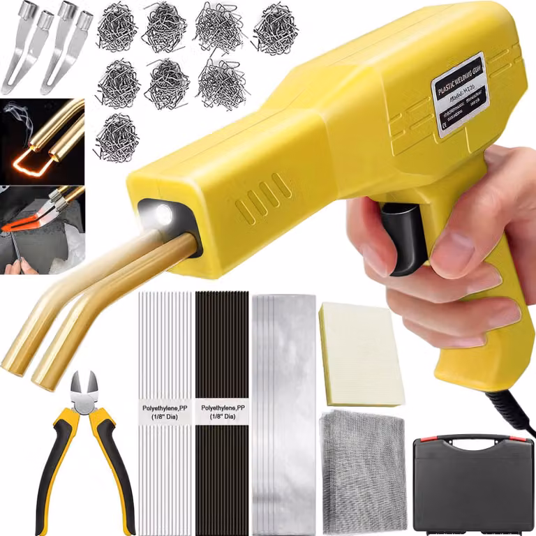 Macchina per saldatura in plastica da 220W, completa di 800 graffette e 40 aste di saldatura