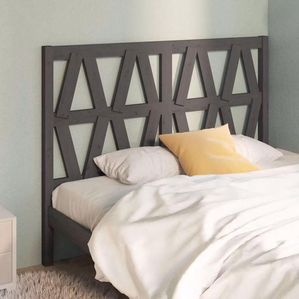 Testiera per Letto vidaXL in Legno Massello di Pino Grigia L: 126 cm, P: 4 cm, H: 100 cm