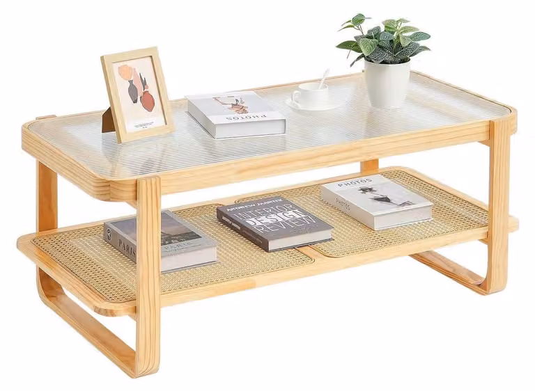 Tavolino in rattan - Tavolino da salotto - Tavolino in rattan - Tavolino per il soggiorno - Tavolino contenitore - 114 cm