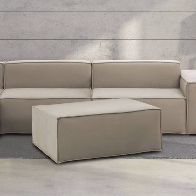 Pouf da salotto Talamo Italia in tessuto imbottito beige L: 100 cm, P: 70 cm, H: 43 cm
