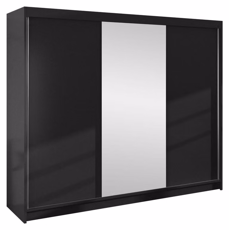 MIRJAN24 Armadio a porte scorrevoli Derby I, armadio, elegante armadio per camera da letto (colore: nero)