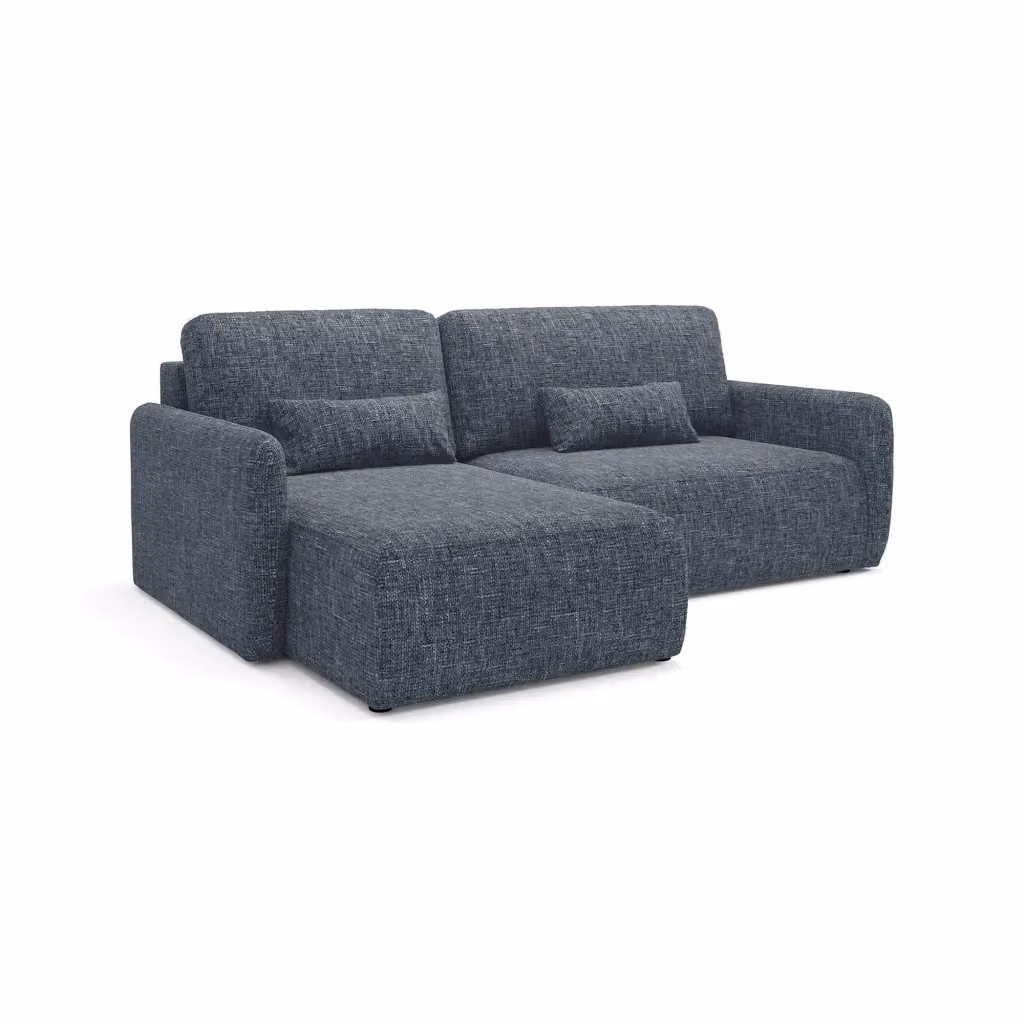 Pagno Divano Letto Moderno con Penisola Contenitore e Rivestimento in Tessuto Blu L/P/H: 207 x 148 cm – 2