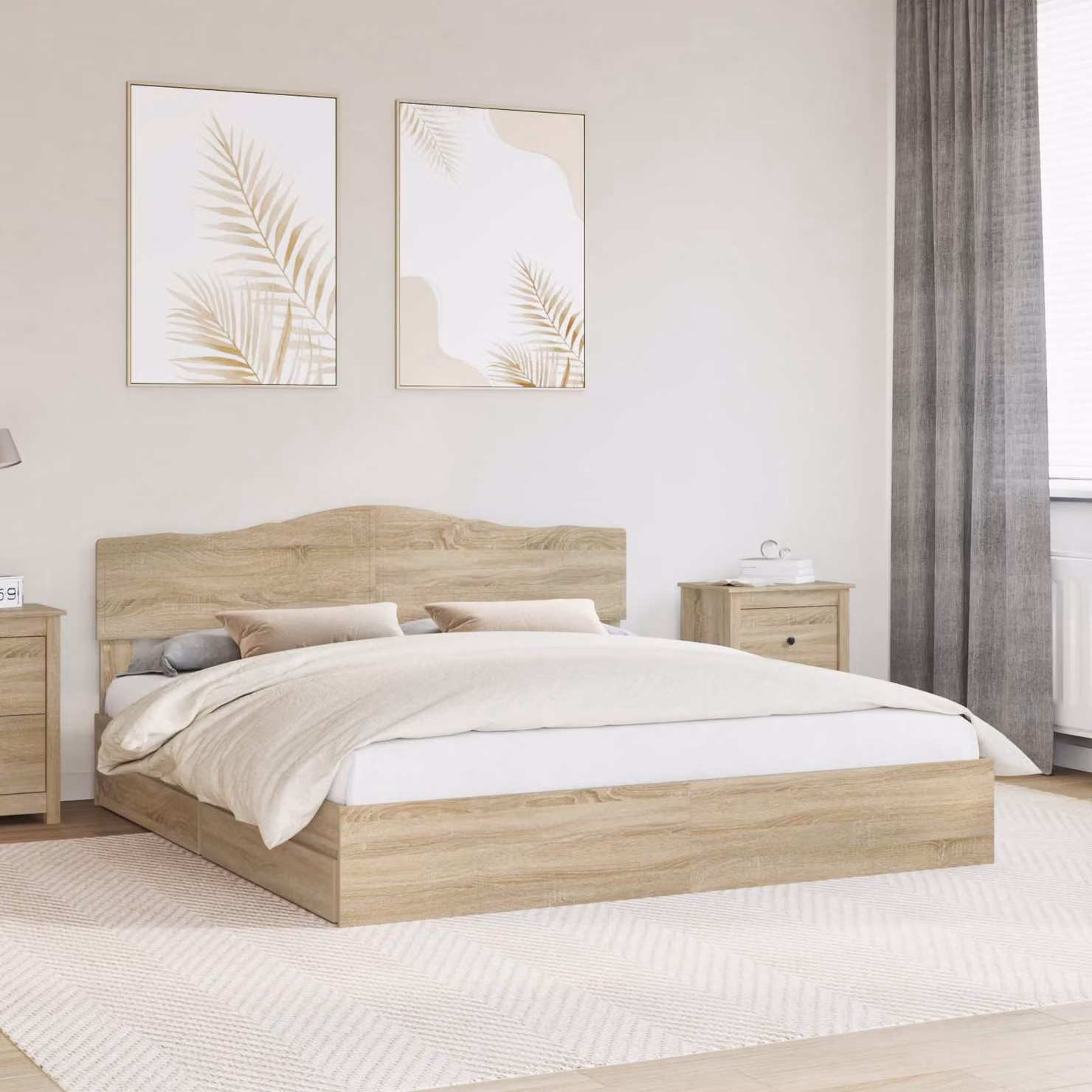 Letto con contenitore e cassetto vidaXL in Rovere Sonoma, L: 180 cm x P: 200 cm
