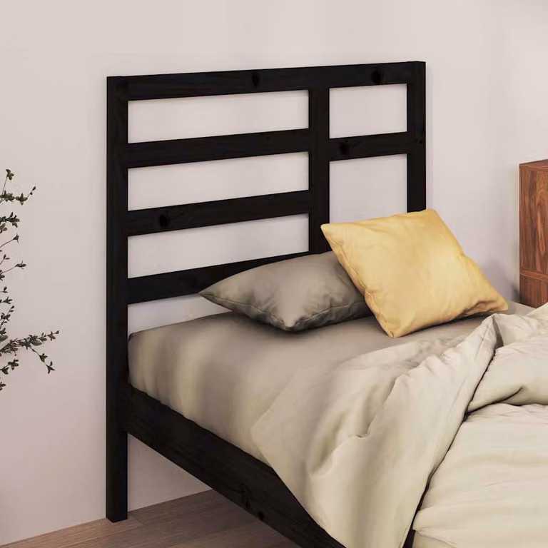 Testiera per letto vidaXL in legno massello di pino nero, L 81 cm x H 104 cm x P 4 cm