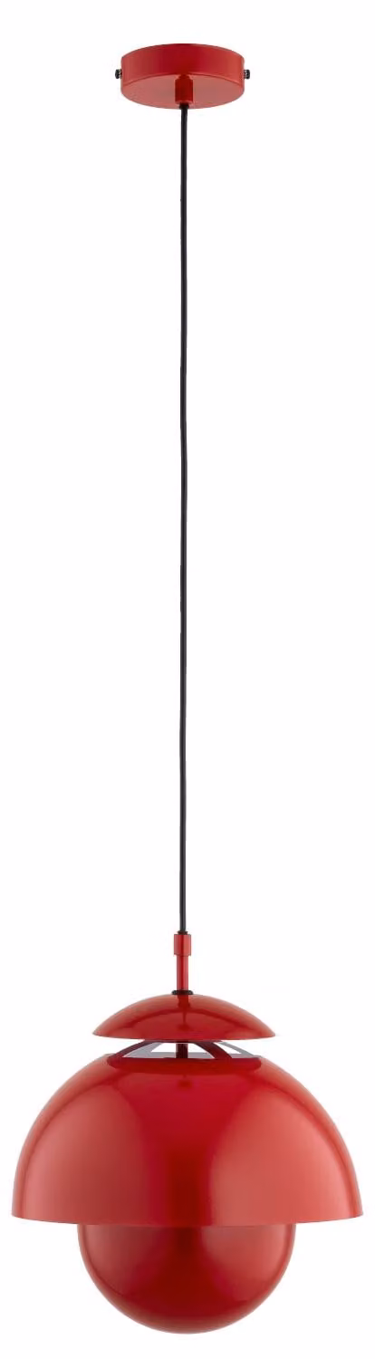 Lampada a sospensione con paralume aperto nella parte superiore RUNO rossa 1xE27x15W in metallo, dimensioni: 85x27x27 cm, IP20 Alfa