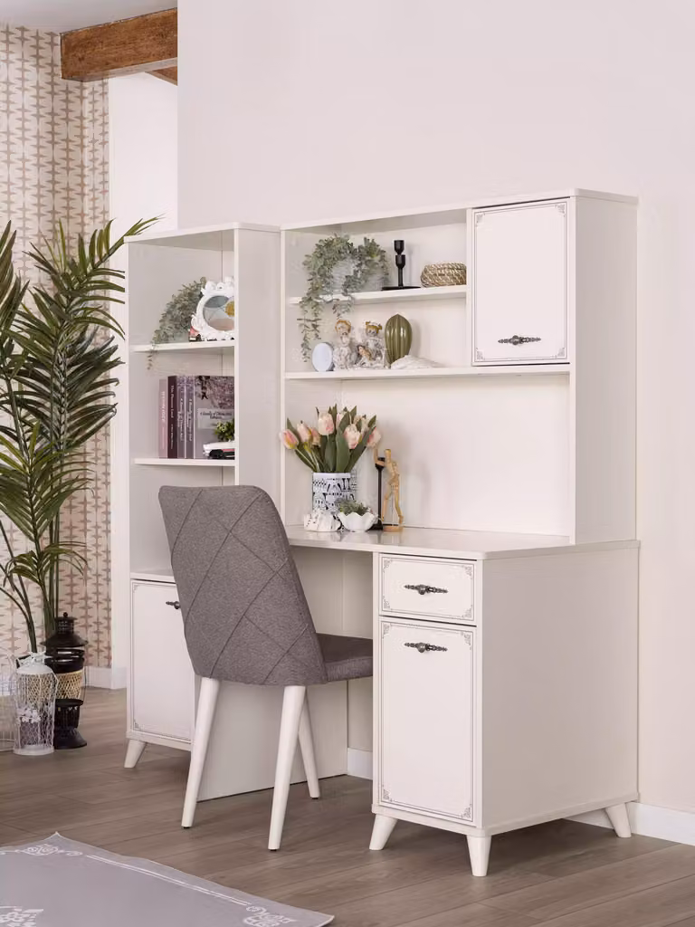 Gruppe Computertisch Schreibtisch Set Holz Bücherregal Weiß 3tlg Regal