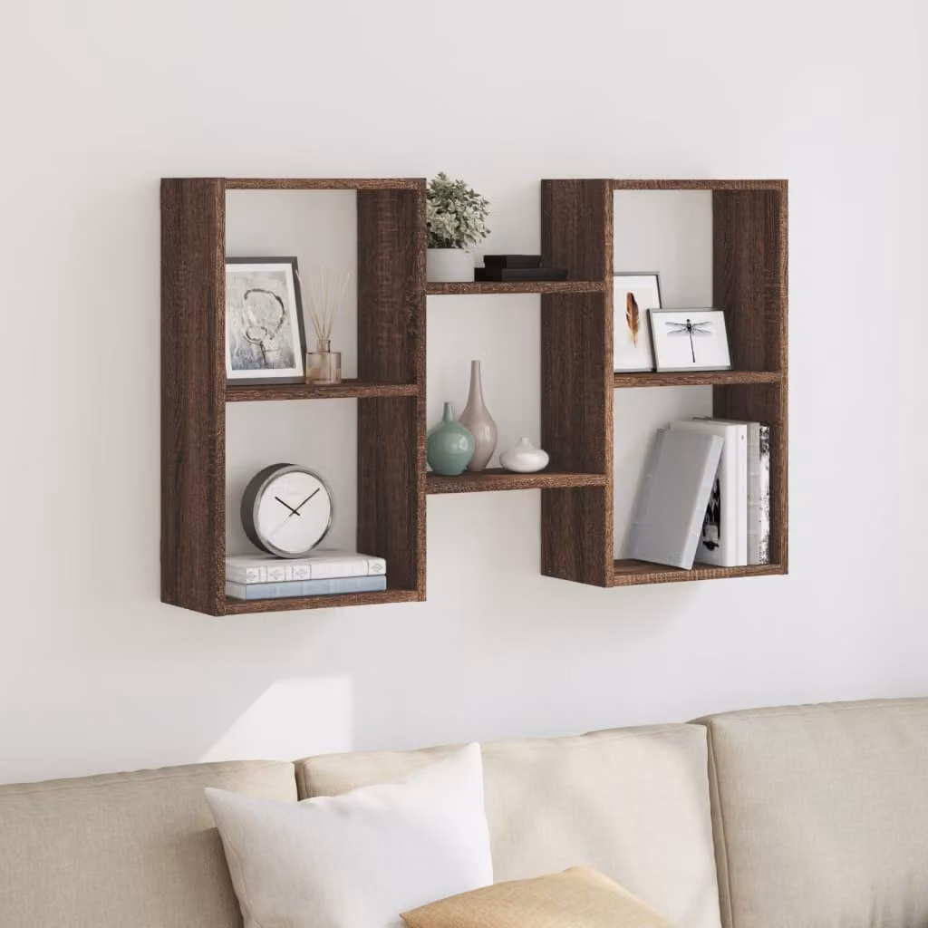 Mensola a muro vidaXL in MDF color rovere marrone L: 96 cm, P: 18 cm, H: 60 cm