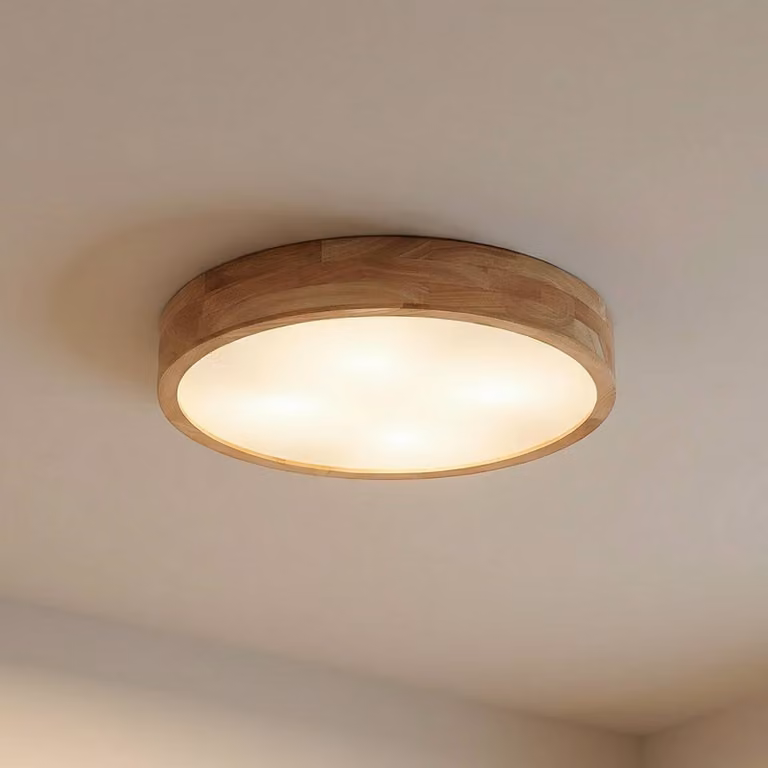 Plafoniera soffitto Tanju Lindby, dimmerabile, Legno chiaro, Soggiorno / Sala da pranzo, Legno, Campagna / Rustiche, Plafoniera
