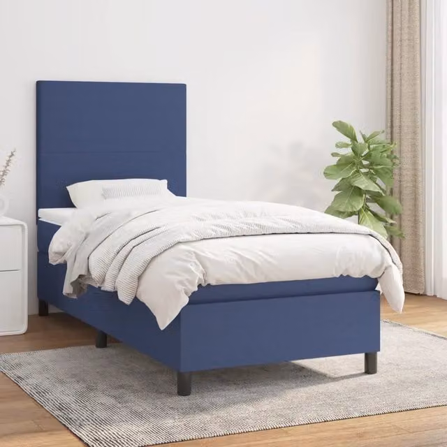 Letto Ibrido con Giroletto a Molle e Materasso vidaXL, Colore Blu e Bianco, L/P/H: 90 x 200 x 40 cm – 1