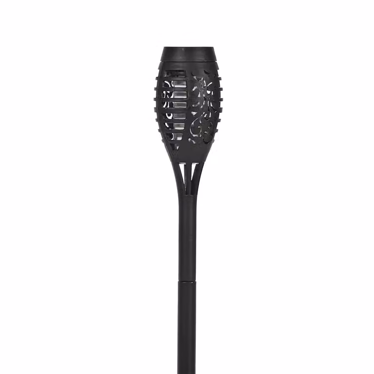 DICTROLUX Lampada Solare LED da Giardino con Effetto Torcia, Luce Calda, Colore Nero, H 50 cm x Diametro 5 cm