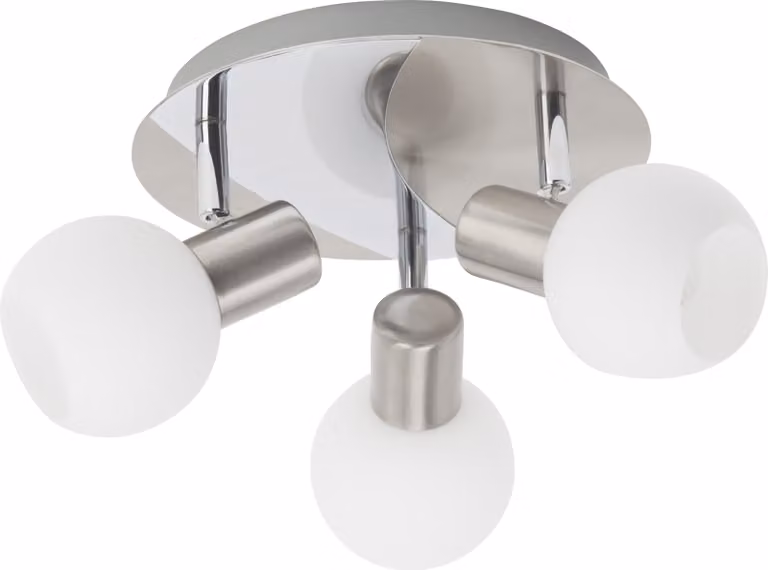 BRILLIANT spotlight Tiara | faretto da soffitto senza tempo | metallo/vetro | ferro/bianco | orientabile | 3x E14 max. 40 W