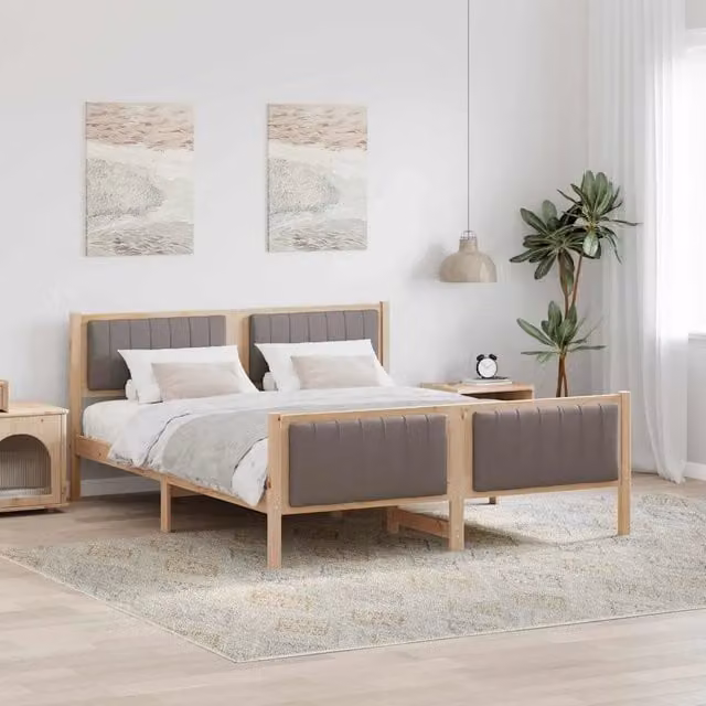 Struttura del letto con testiera-Giroletto con Testiera Marrone e taupe 150 x 200 cm 742402