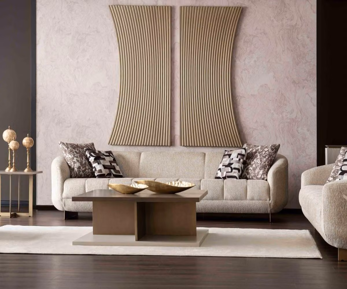 Wohnzimmer-Set: 3-Sitzer Sofa & Couchtisch – stilvoll & gemütlich.