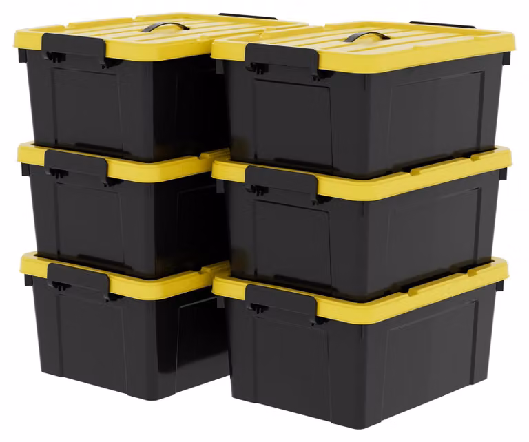 Solidchoice - Set di 6 contenitori in plastica impilabili, capacità 35 litri